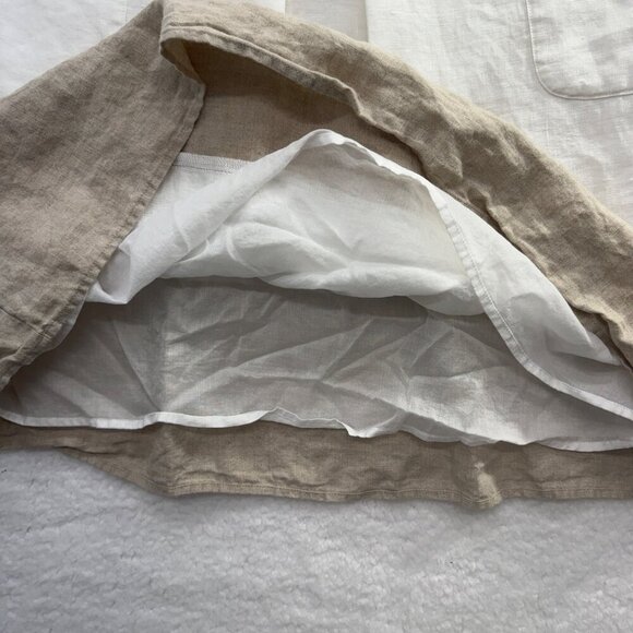 J.Jill Love Linen Sleeveless Dress Pockets Cream Tan Border Beachy Coastal Sz M - Picture 6 of 12